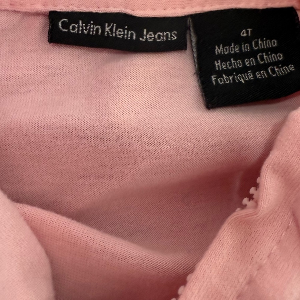 Calvin Klein Pink Hooded Kids zip up hoodie with Ruffle Hem - Picture 3 of 3